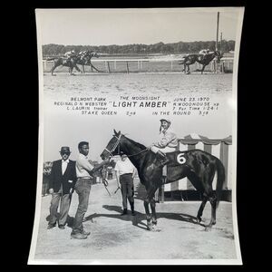 Vintage 1970 Belmont Park Horse Racing Photo Light Amber Winner’s Circle